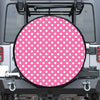 Pink And White Polka Dot Pattern Print Leather Spare Tire Cover