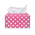 Pink And White Polka Dot Pattern Print Leather Tissue Box Cover