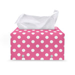 Pink And White Polka Dot Pattern Print Leather Tissue Box Cover