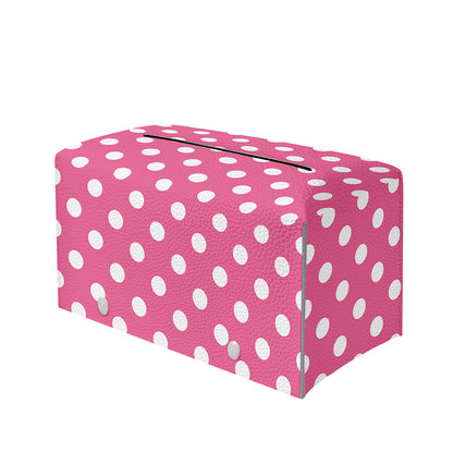 Pink And White Polka Dot Pattern Print Leather Tissue Box Cover