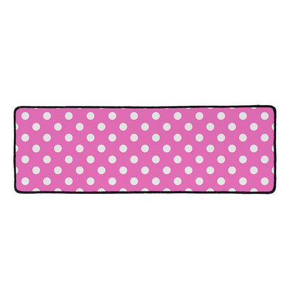 Pink And White Polka Dot Pattern Print Long Kitchen Mat