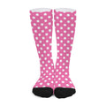 Pink And White Polka Dot Pattern Print Long Socks