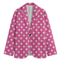 Pink And White Polka Dot Pattern Print Men's Blazer
