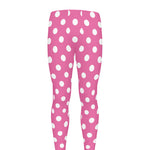Pink And White Polka Dot Pattern Print Men's leggings