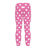 Pink And White Polka Dot Pattern Print Men's leggings