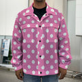 Pink And White Polka Dot Pattern Print Men's Shirt Jacket