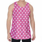 Pink And White Polka Dot Pattern Print Men's Velvet Tank Top