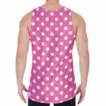 Pink And White Polka Dot Pattern Print Men's Velvet Tank Top