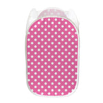 Pink And White Polka Dot Pattern Print Mesh Laundry Hamper