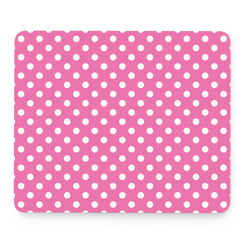 Pink And White Polka Dot Pattern Print Mouse Pad