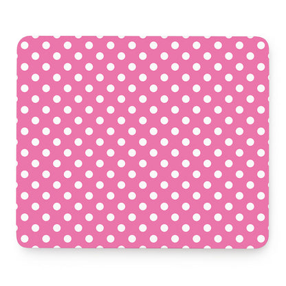 Pink And White Polka Dot Pattern Print Mouse Pad