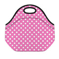 Pink And White Polka Dot Pattern Print Neoprene Lunch Bag