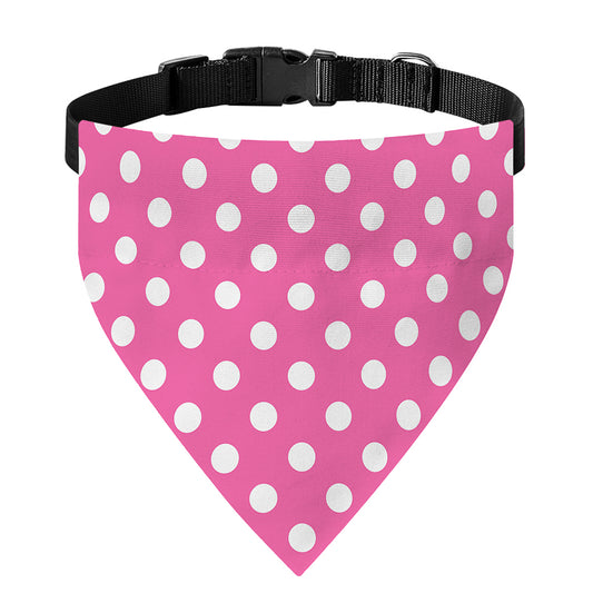 Pink And White Polka Dot Pattern Print Over The Collar Dog Bandana
