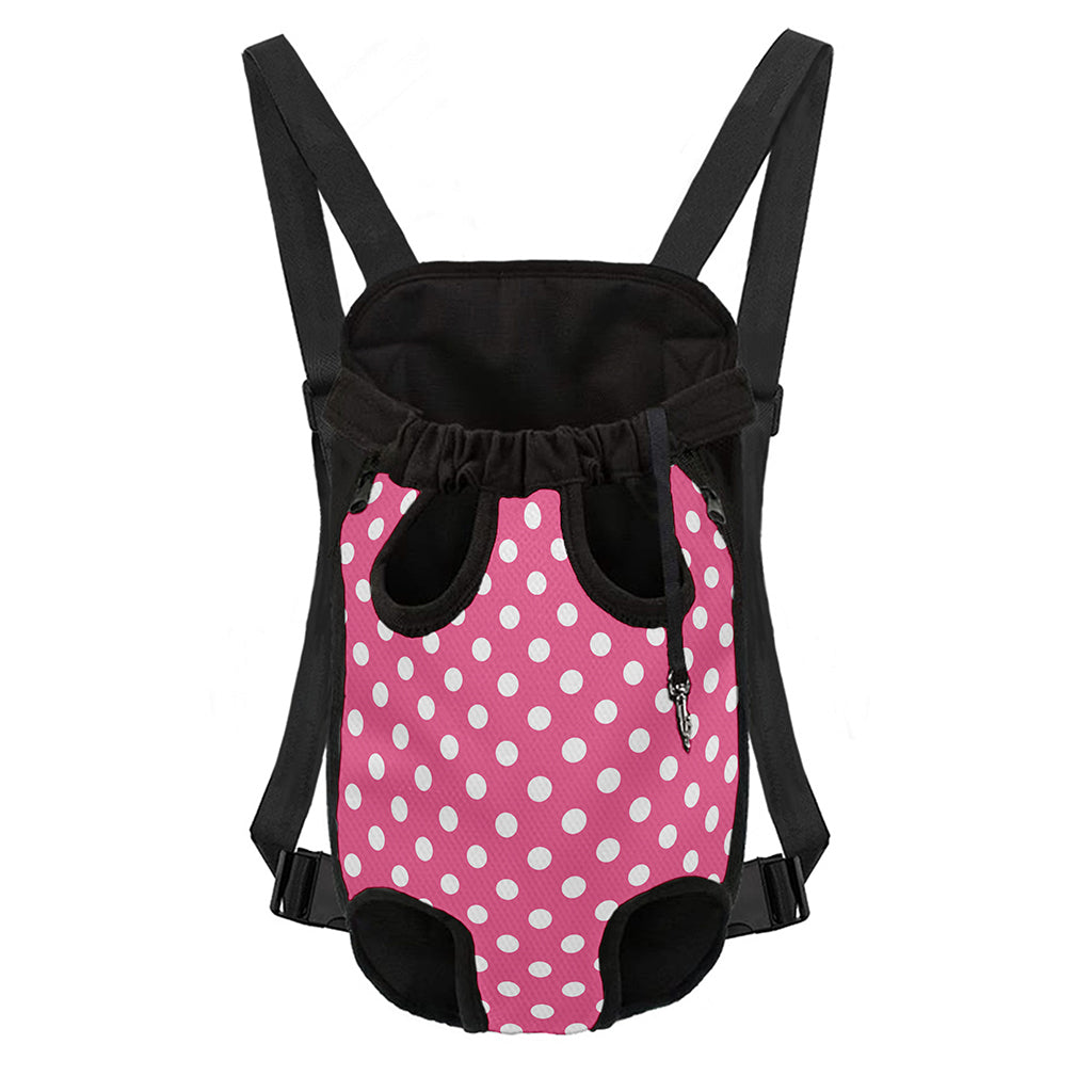 Pink And White Polka Dot Pattern Print Pet Carrier Backpack