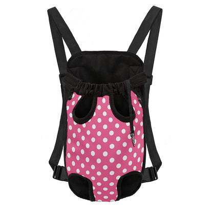 Pink And White Polka Dot Pattern Print Pet Carrier Backpack