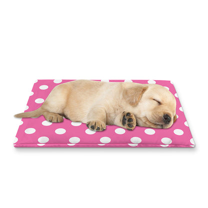 Pink And White Polka Dot Pattern Print Pet Cooling Mat Cover