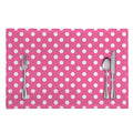Pink And White Polka Dot Pattern Print Placemat