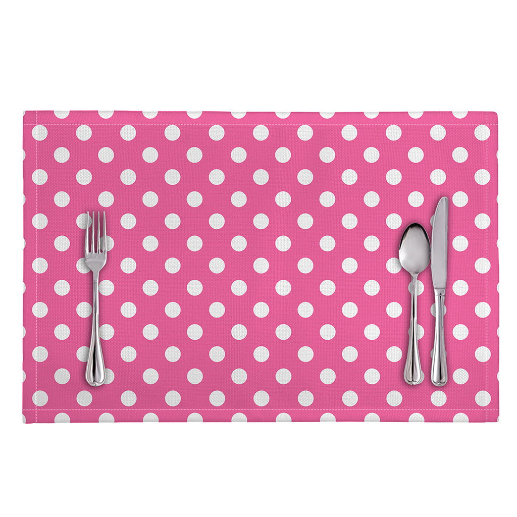 Pink And White Polka Dot Pattern Print Placemat