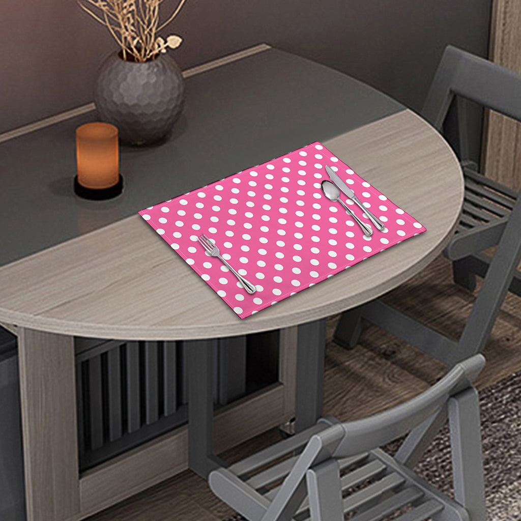Pink And White Polka Dot Pattern Print Placemat