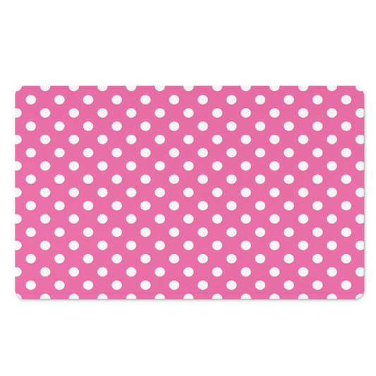Pink And White Polka Dot Pattern Print Polyester Doormat