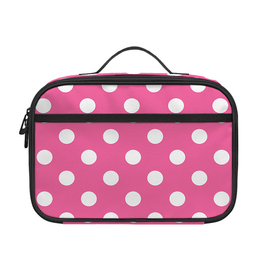 Pink And White Polka Dot Pattern Print Portable Lunch Bag