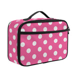 Pink And White Polka Dot Pattern Print Portable Lunch Bag