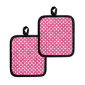 Pink And White Polka Dot Pattern Print Pot Holders