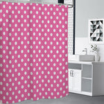 Pink And White Polka Dot Pattern Print Premium Shower Curtain