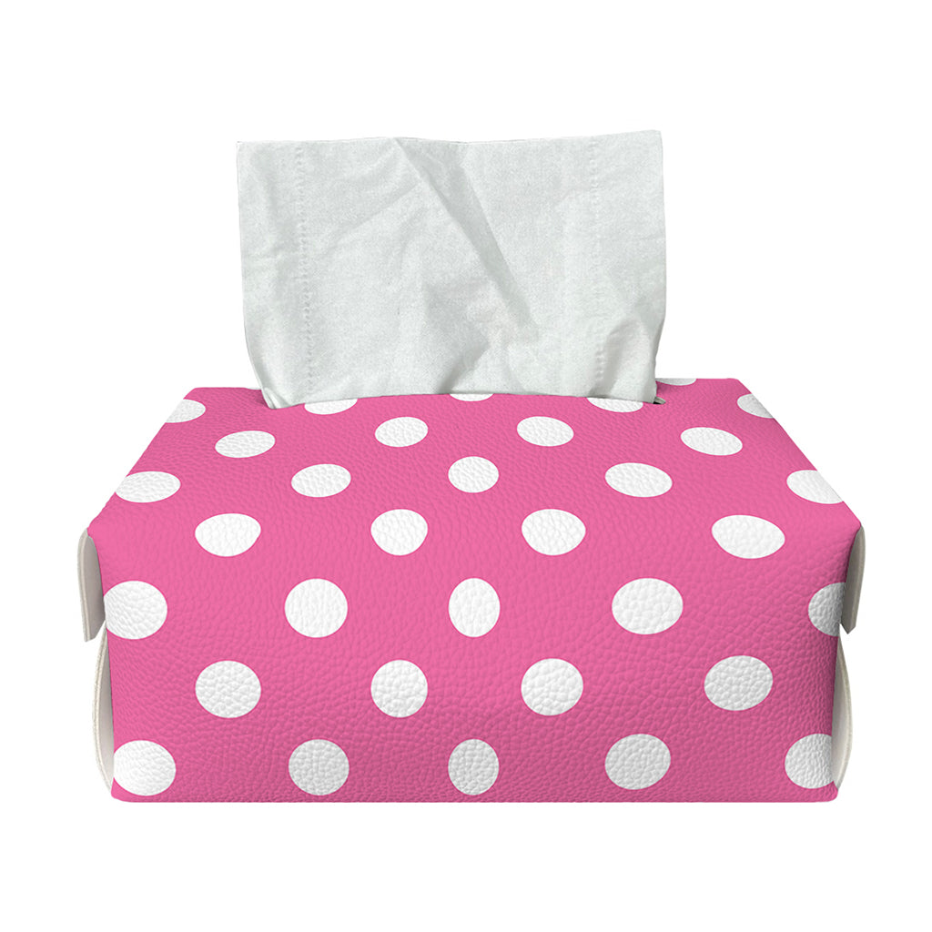 Pink And White Polka Dot Pattern Print Rectangle Tissue Box Cover