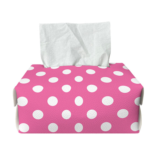 Pink And White Polka Dot Pattern Print Rectangle Tissue Box Cover