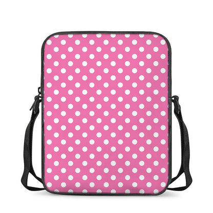 Pink And White Polka Dot Pattern Print Rectangular Crossbody Bag