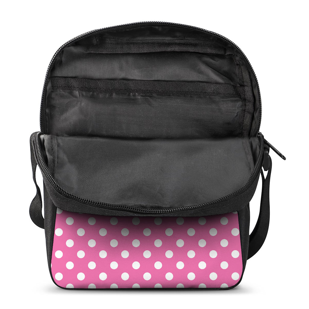 Pink And White Polka Dot Pattern Print Rectangular Crossbody Bag