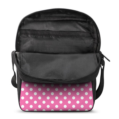 Pink And White Polka Dot Pattern Print Rectangular Crossbody Bag