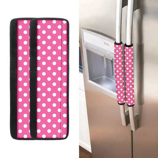 Pink And White Polka Dot Pattern Print Refrigerator Handle Covers