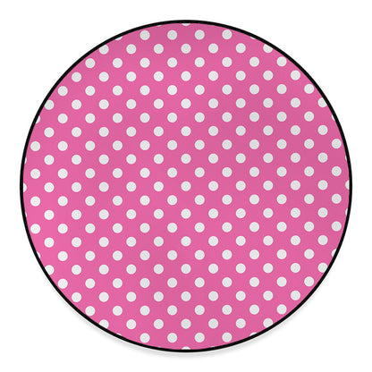 Pink And White Polka Dot Pattern Print Round Floor Mat