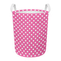 Pink And White Polka Dot Pattern Print Round Laundry Basket