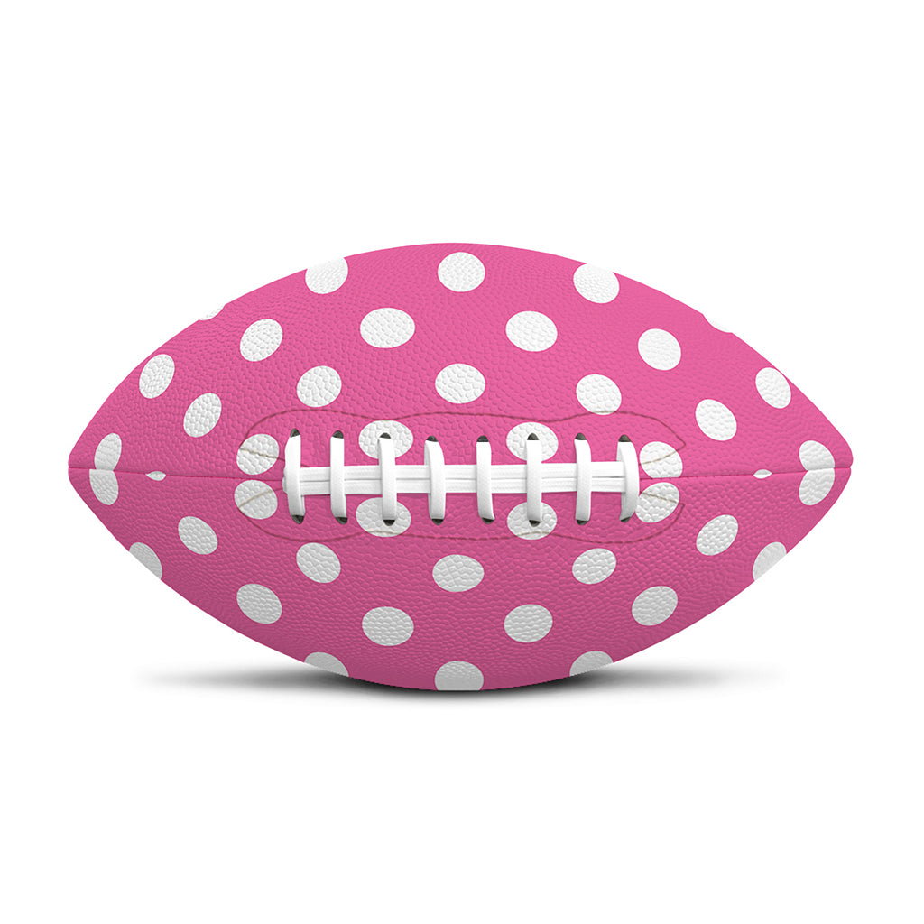 Pink And White Polka Dot Pattern Print Rugby Ball