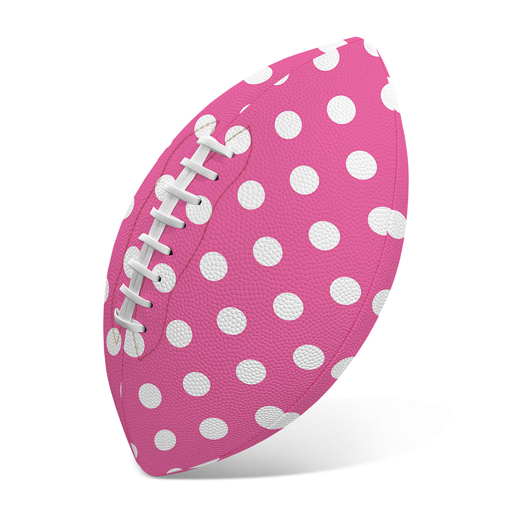 Pink And White Polka Dot Pattern Print Rugby Ball