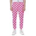 Pink And White Polka Dot Pattern Print Joggers