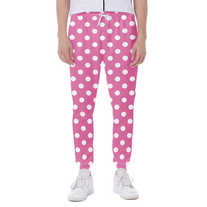 Pink And White Polka Dot Pattern Print Scuba Joggers