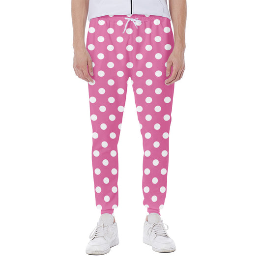Pink And White Polka Dot Pattern Print Scuba Joggers