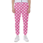 Pink And White Polka Dot Pattern Print Scuba Joggers