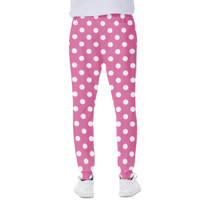 Pink And White Polka Dot Pattern Print Scuba Joggers