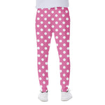 Pink And White Polka Dot Pattern Print Scuba Joggers