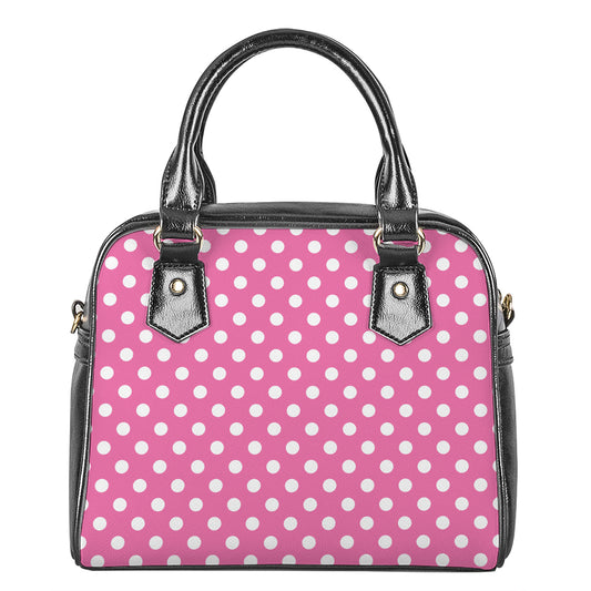 Pink And White Polka Dot Pattern Print Shoulder Handbag