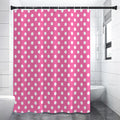 Pink And White Polka Dot Pattern Print Shower Curtain
