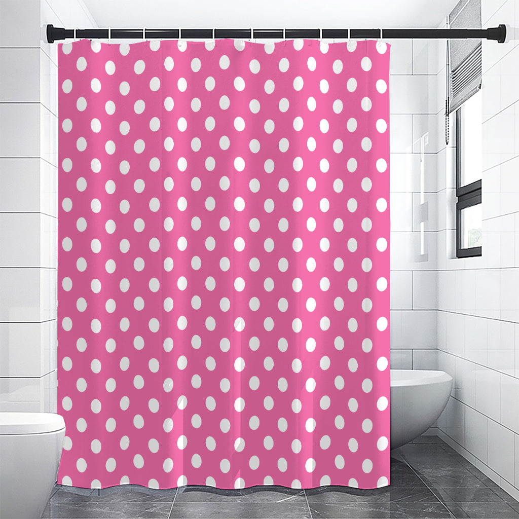 Pink And White Polka Dot Pattern Print Shower Curtain