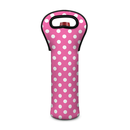 Pink And White Polka Dot Pattern Print Single Neoprene Wine Tote