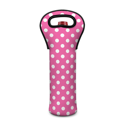 Pink And White Polka Dot Pattern Print Single Neoprene Wine Tote