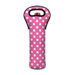 Pink And White Polka Dot Pattern Print Single Neoprene Wine Tote